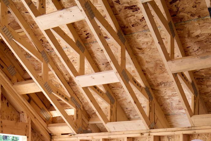 Wood beam ceiling